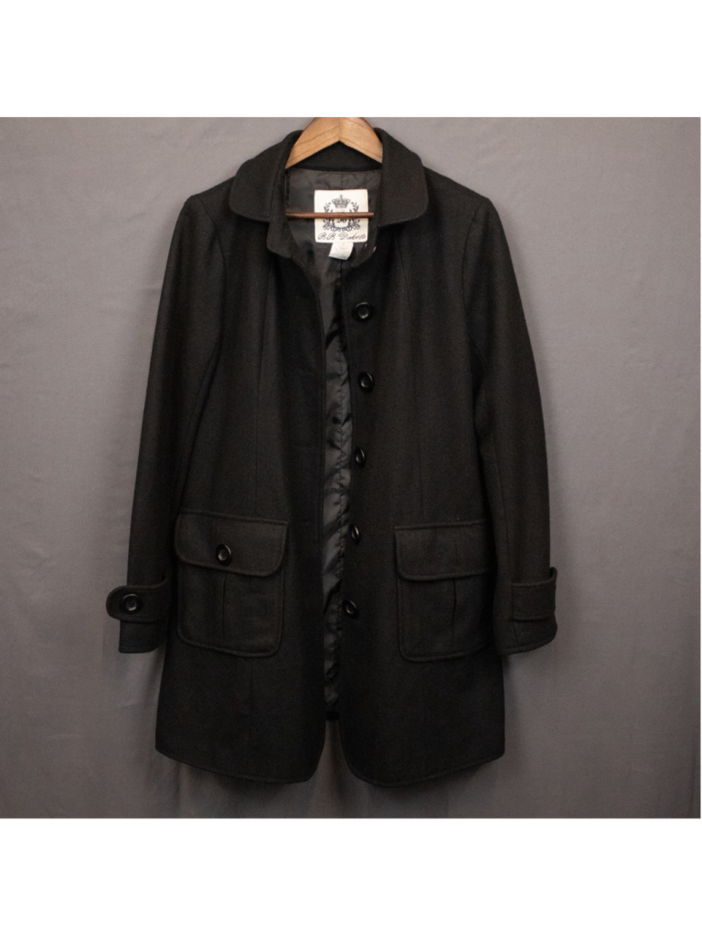 BB Dakota black wool blend peacoat-M